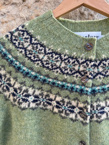Harley Of Scotland Fairisle Cardigan In Jades Dairy