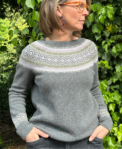Harley of Scotland Ladies Fairisle In Derby Grey
