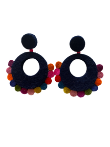 Large Festival Earrings In Navy