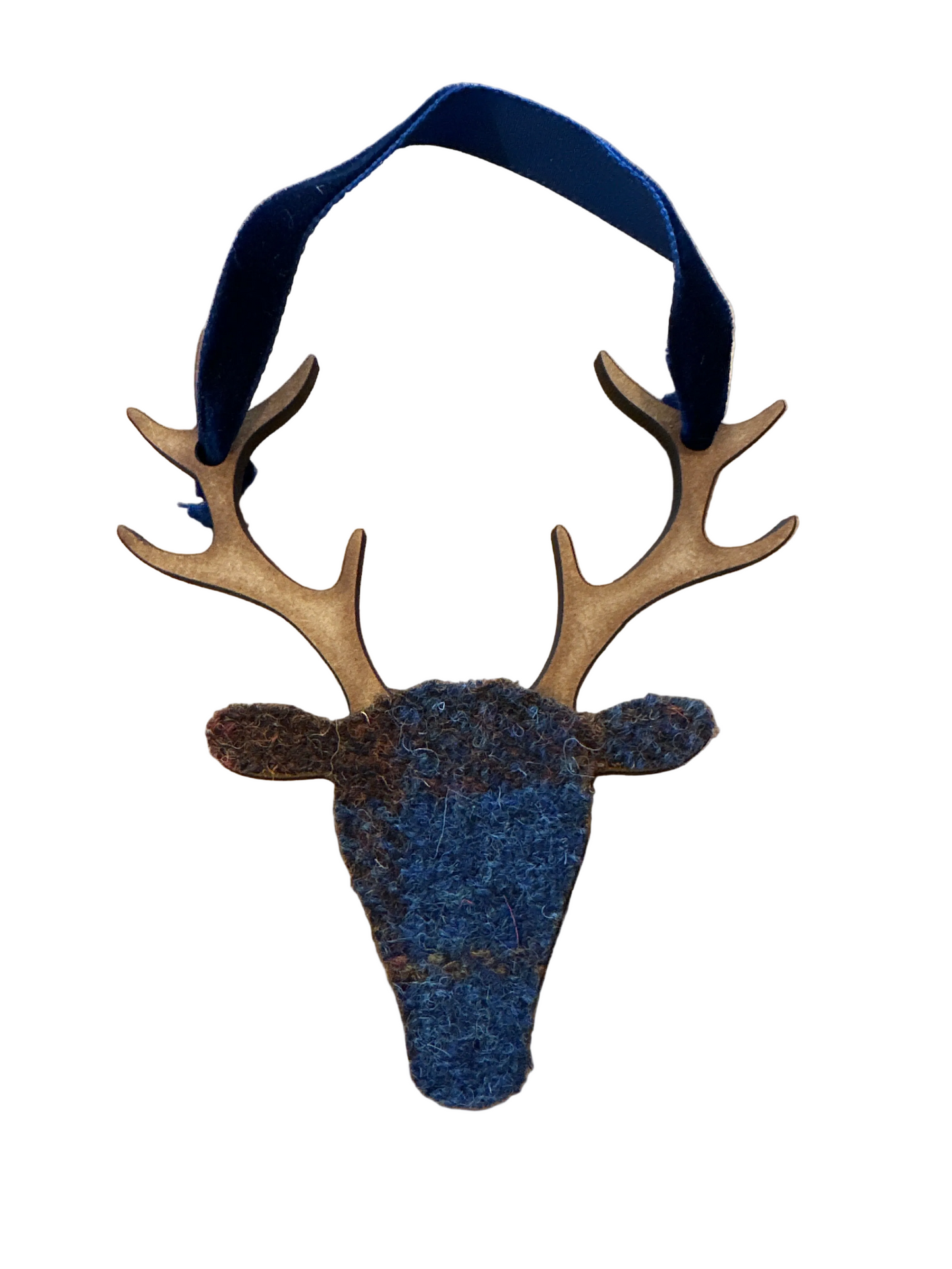 Scottish Small Hanging Stag In Harris Tweed