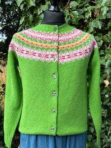 New Harley Of Scotland Garden Leaf Fairisle Cardigan