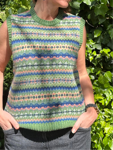 Harley Of Scotland Allover Fairisle Vest In New Colourway Baize
