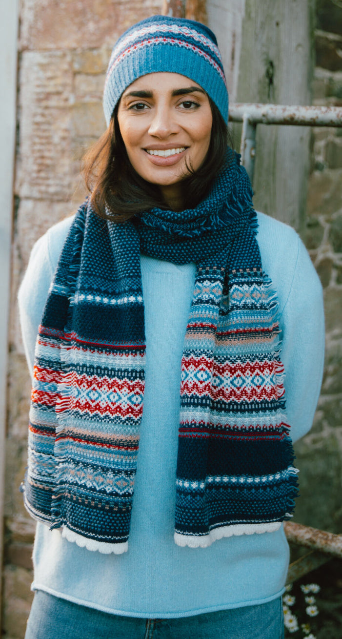 Eribe Knitwear Alpine Scarf In Blue-Morning