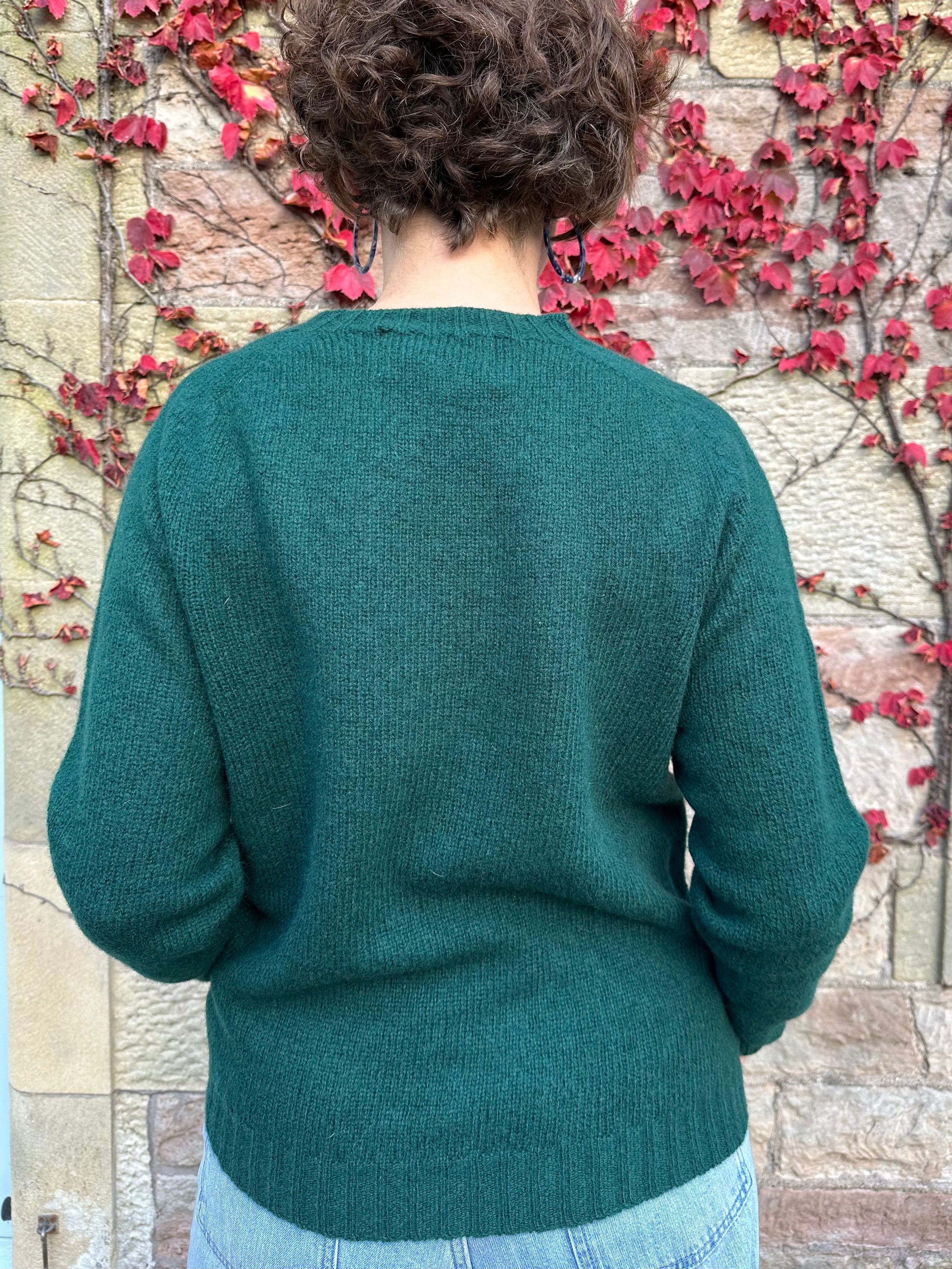 New Harley Of Scotland Crew Neck Sweater In Forest