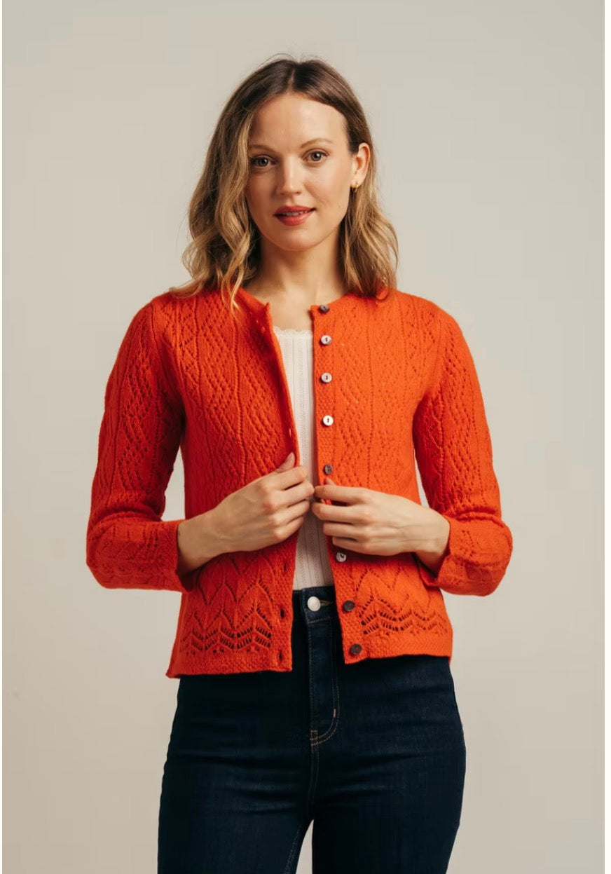 Eribe Solway Lace Cardigan In Orange Gloss