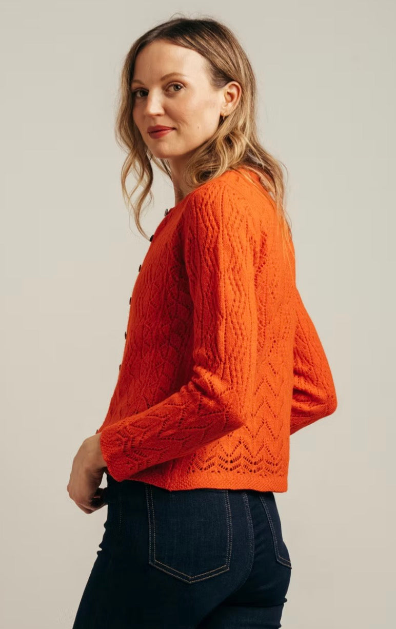 Eribe Solway Lace Cardigan In Orange Gloss