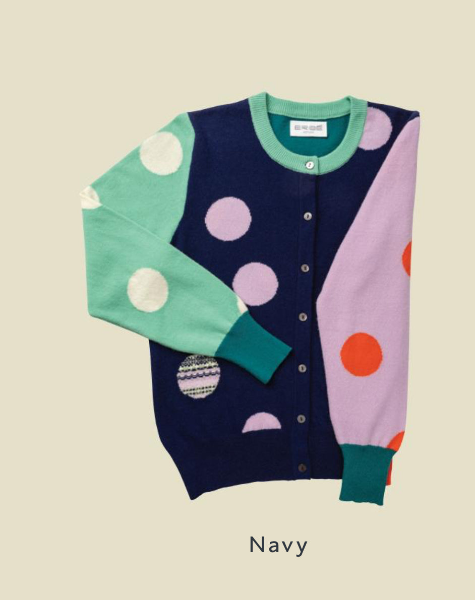 Eribe New Melrose Stripe & Dots Cardigan In Navy
