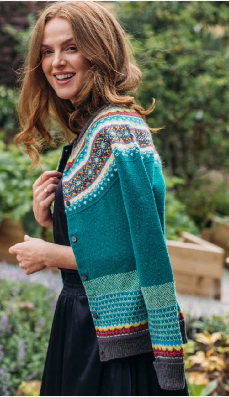 New Eribe Fairisle Alpine Cardigan In Tigerlilly