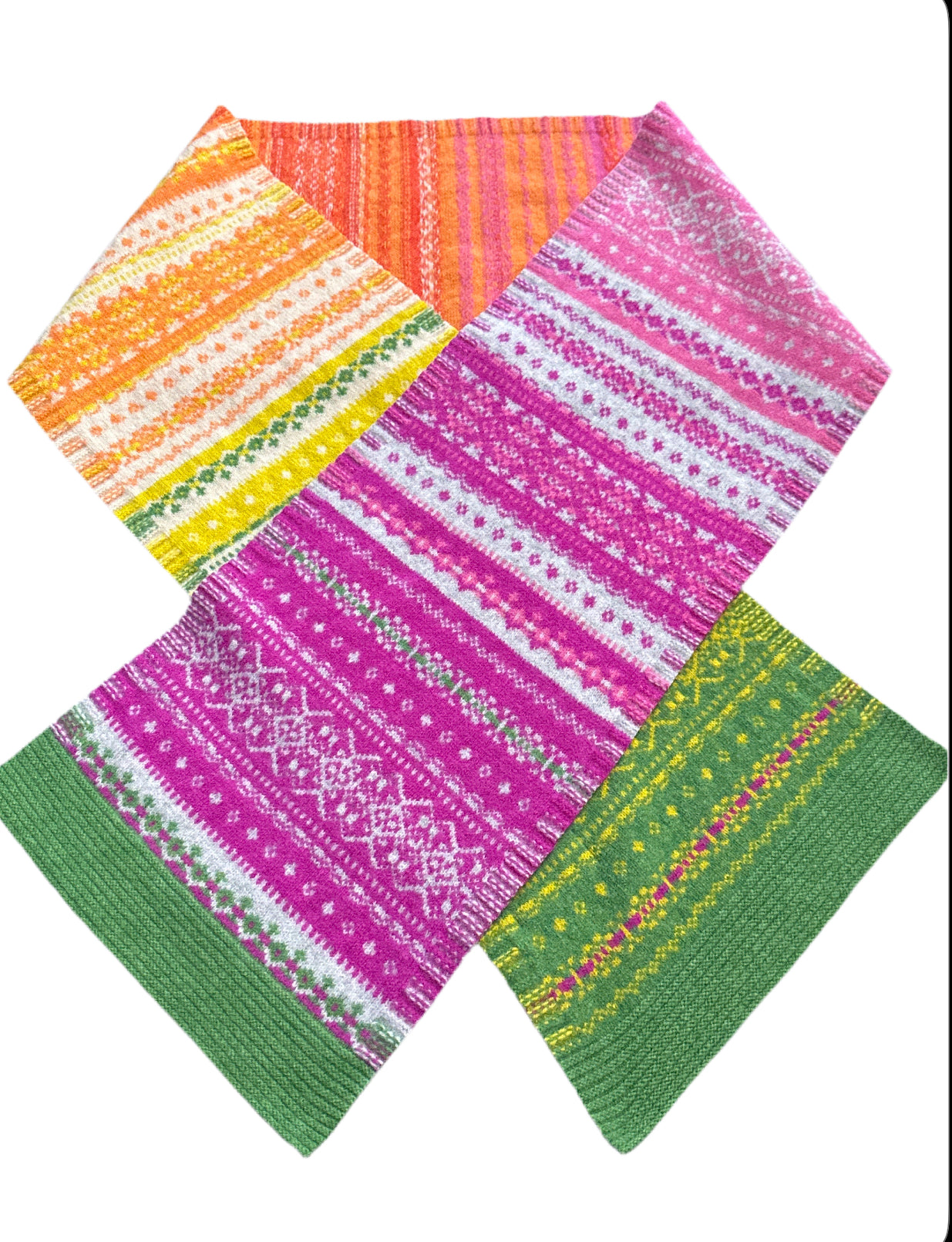 New Alloa Fairisle Scarf In Tulip