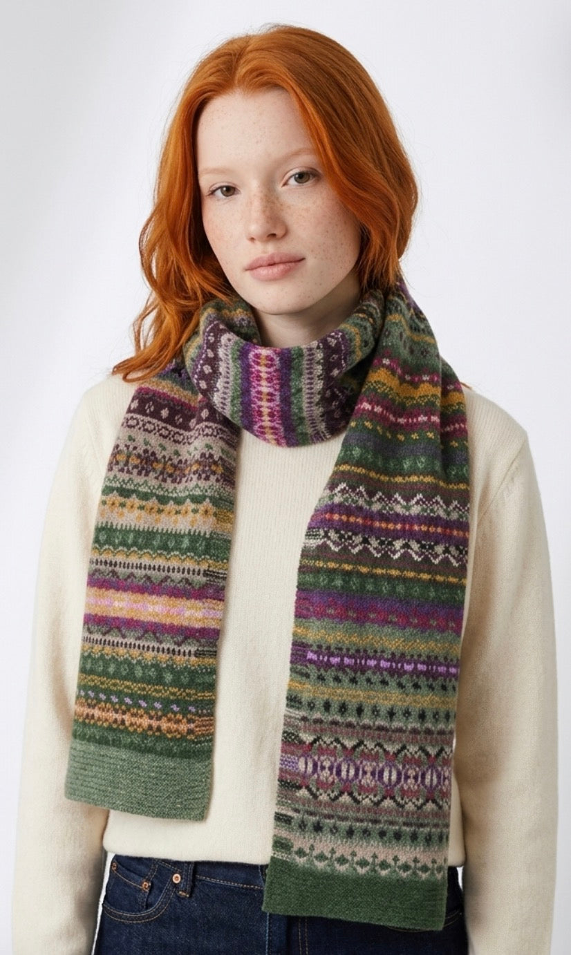 New Scottish Fairisle Scarf In Tyrian-Thistle