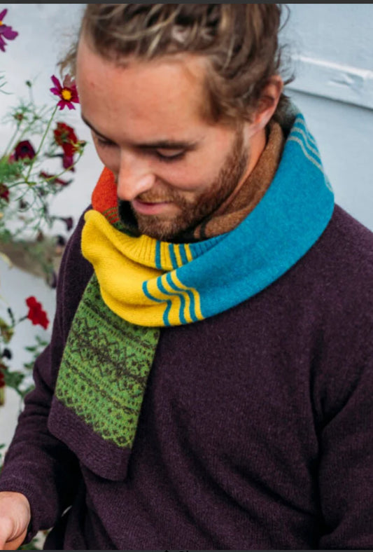 New Alloa Striped Fairisle Scarf In October