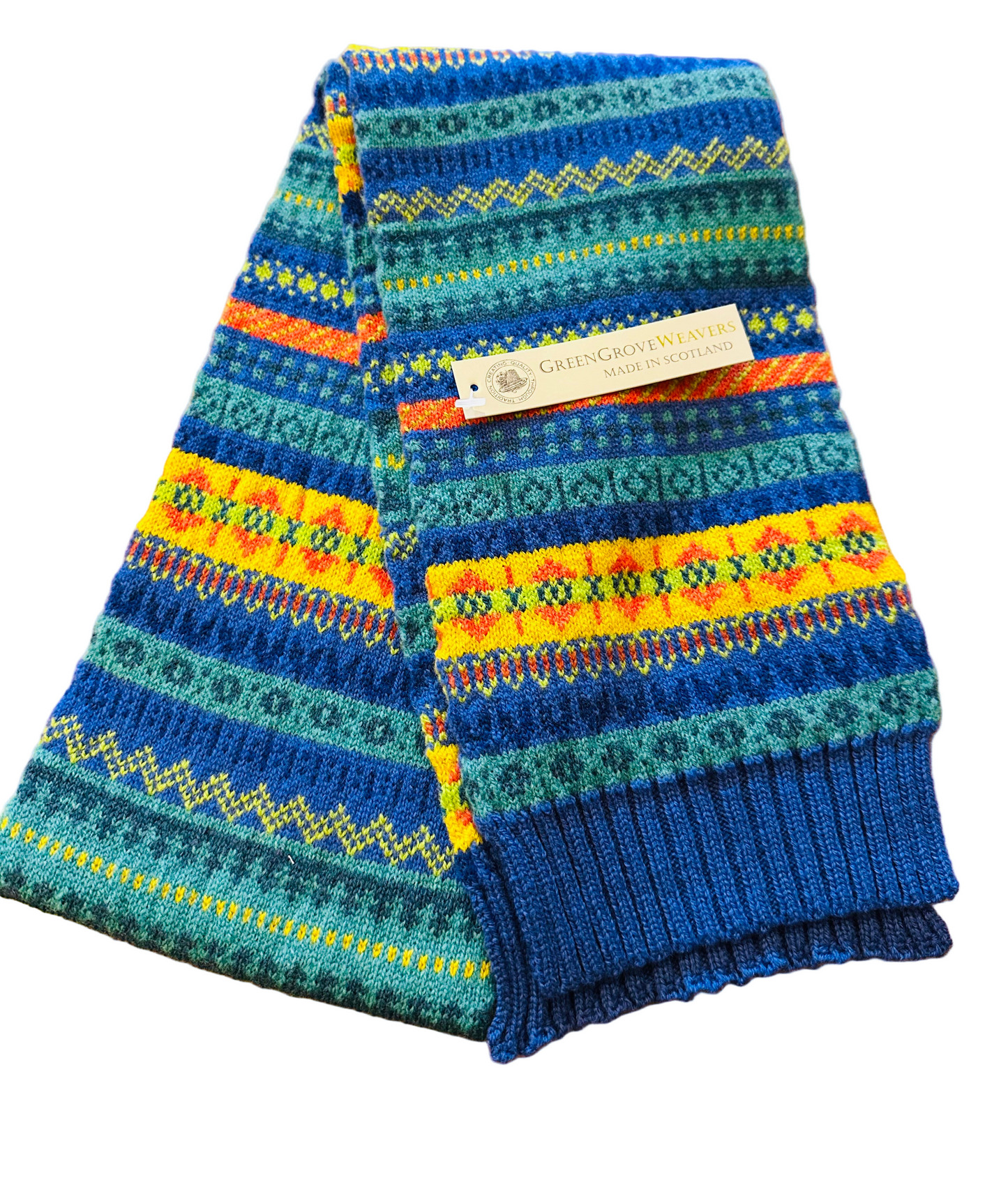 Scottish Vibrant Staffa Fairisle Scarf Hyacinth