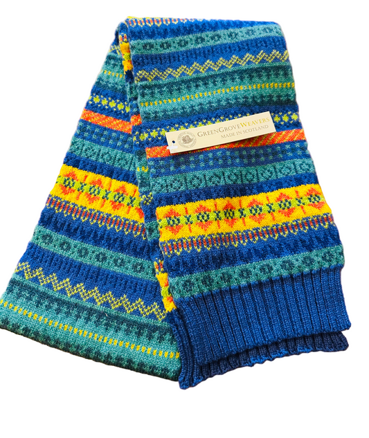 Scottish Vibrant Staffa Fairisle Scarf Hyacinth