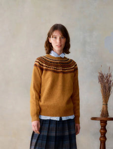 Yoke Crew Neck Sweater In Gold Dust