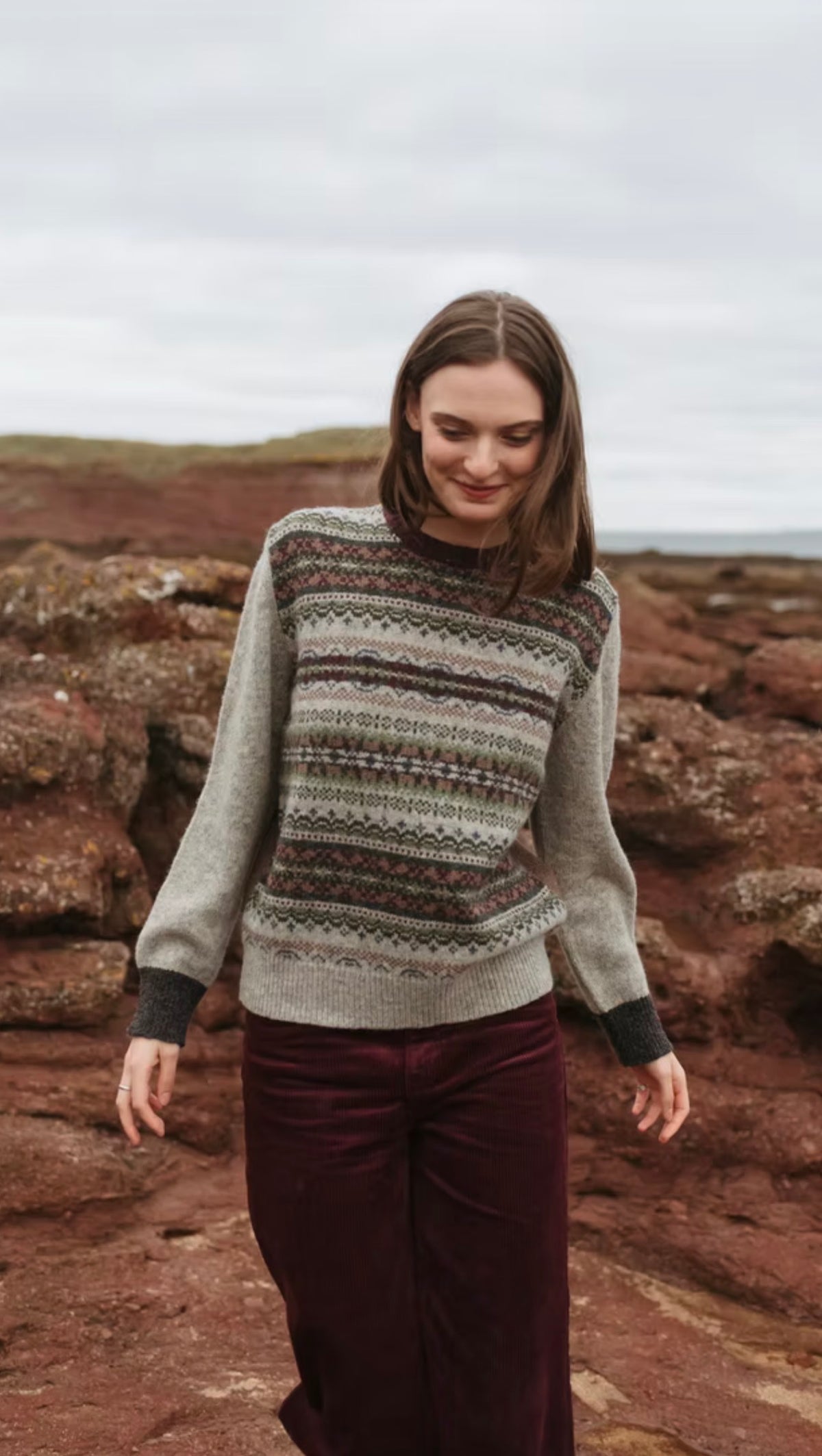 New Scottish Eribe Westray Block Sweater In Gencoe
