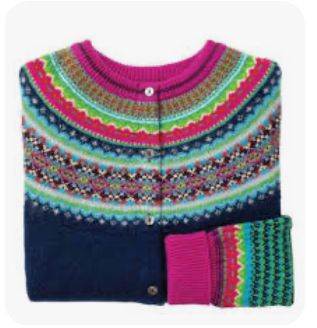 New Eribe Fairisle Alpine Cardigan In Tango
