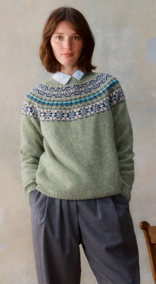 New Harley Of Scotland Fairisle In Sage