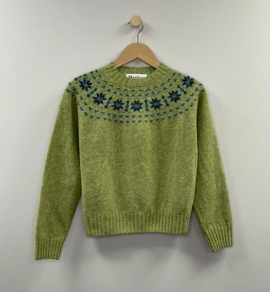 Harley Of Scotland Brushed Wool Crew Neck In Avocado
