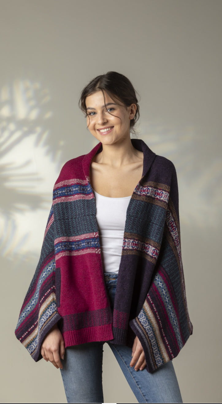 Eribe Knitwear Montrose Blanket Coat In New Bramble