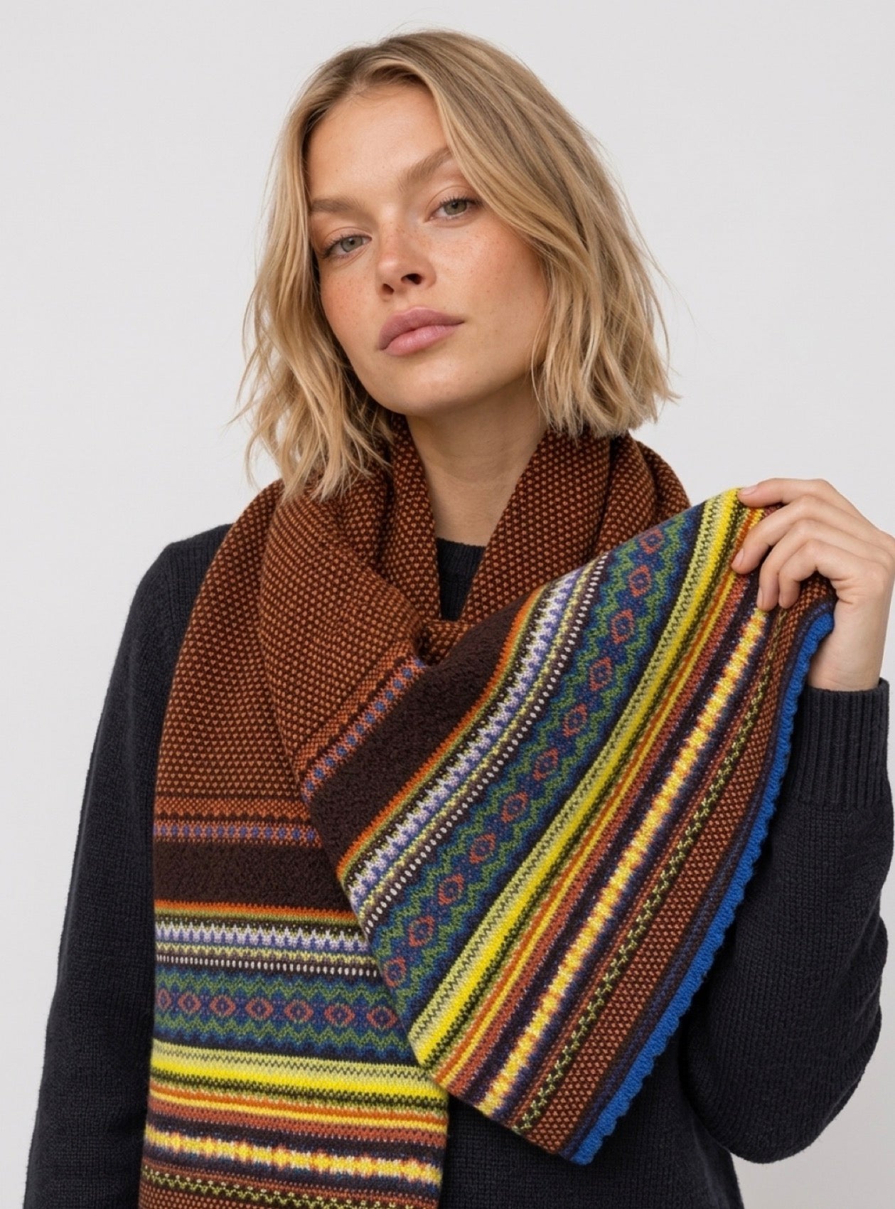 New Eribe Knitwear Alpine Scarf In Ebony
