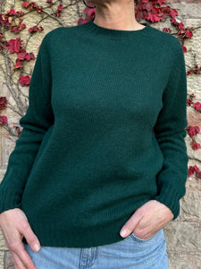 New Harley Of Scotland Crew Neck Sweater In Forest