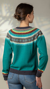 New Eribe Fairisle Alpine Cardigan In Tigerlilly