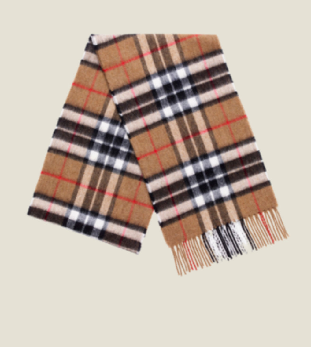 Brontë By Moon Tartan Merino Scarf - Camel Thompson