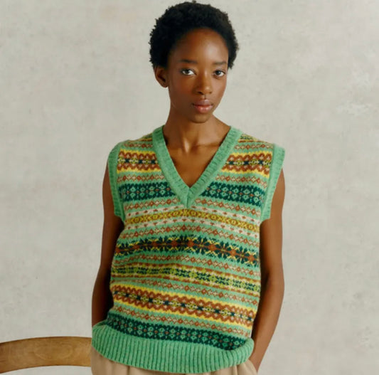 SALE New Harley Of Scotland All Over Fair Isle Tank Top In Mint La