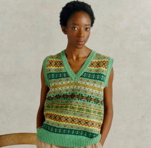 SALE New Harley Of Scotland All Over Fair Isle Tank Top In Mint La
