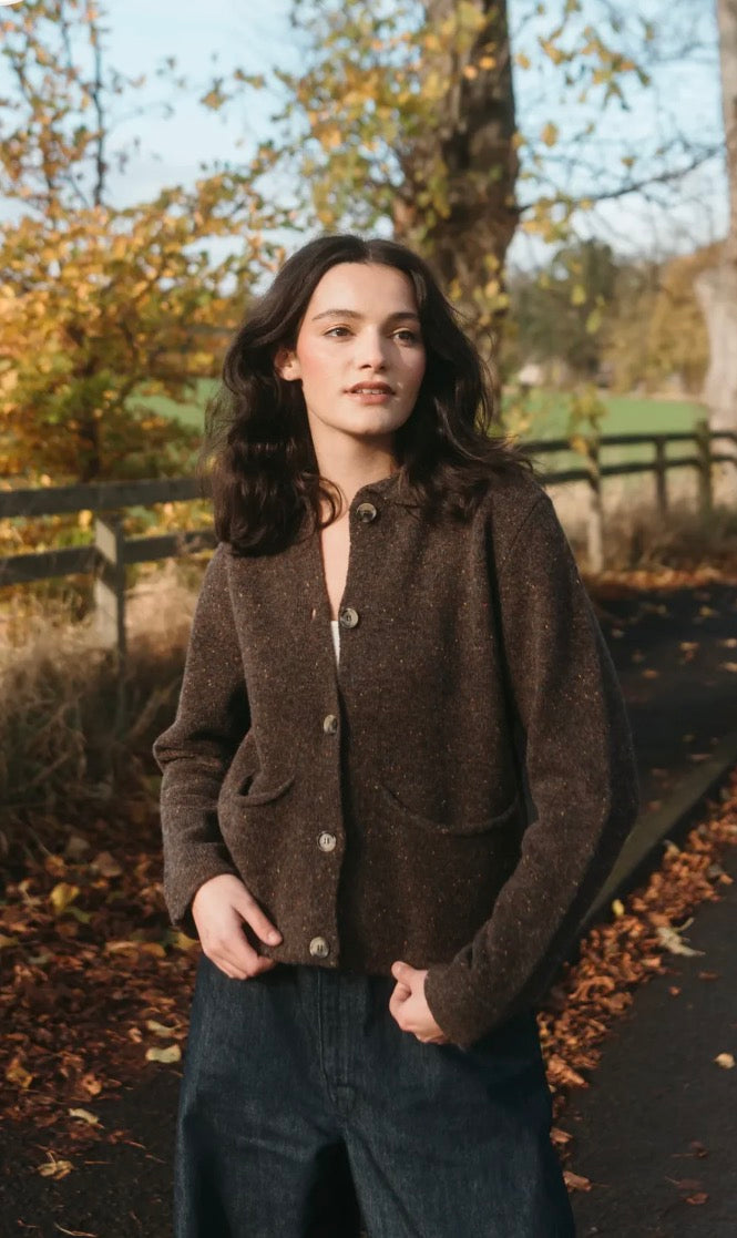 Eribe Brora Ladies Knitted Jacket In Bark