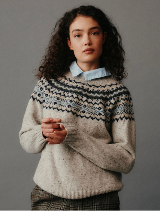 New Harley Of Scotland Glenugie Nep Lambswool Fairisle In Mull