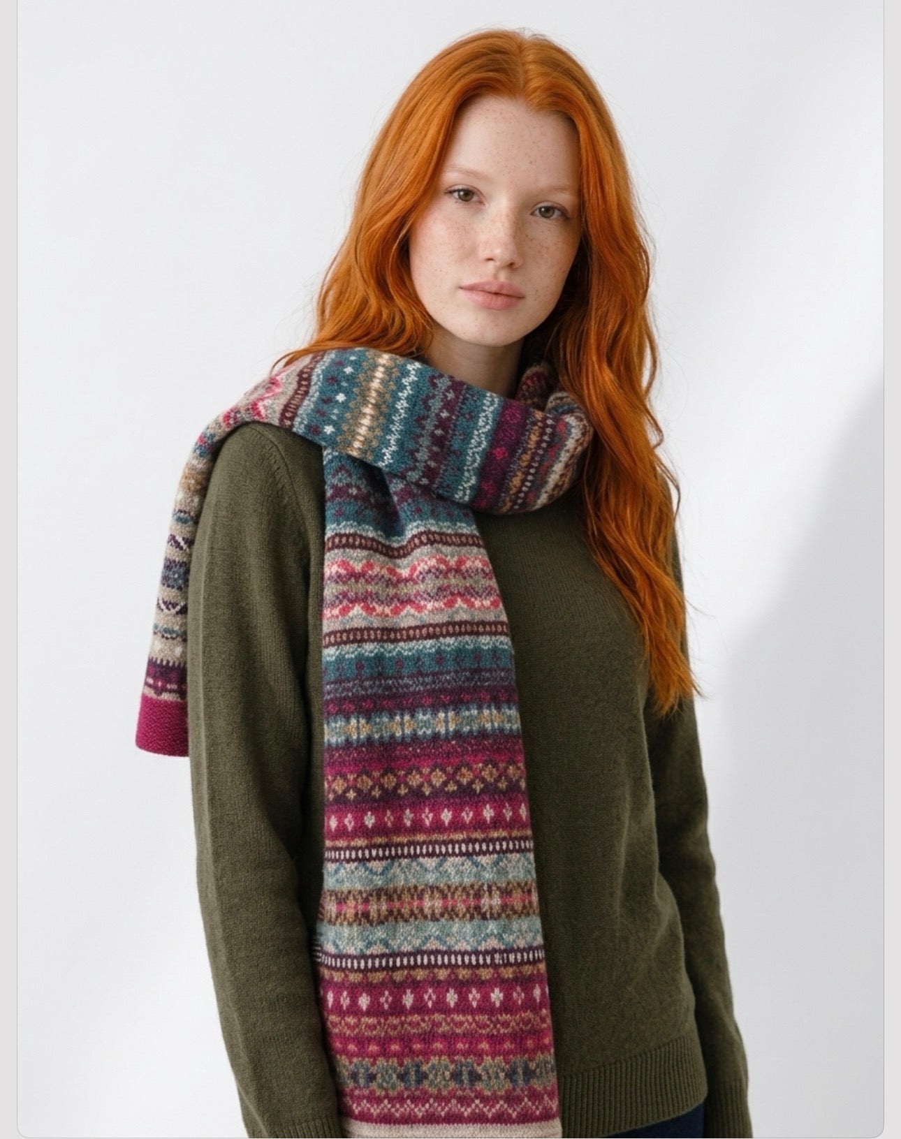 New Scottish Fairisle Scarf In Velvet From Eribe Knitwear