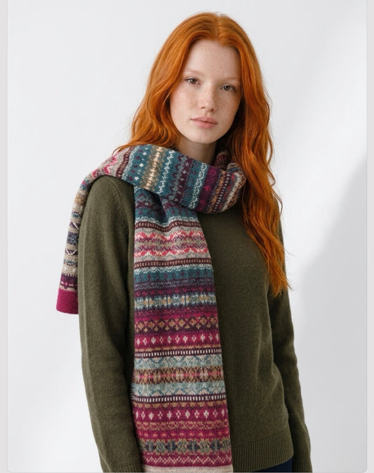 New Scottish Fairisle Scarf In Velvet From Eribe Knitwear