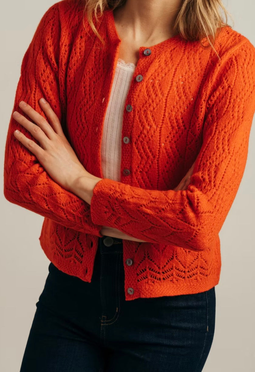 Eribe Solway Lace Cardigan In Orange Gloss