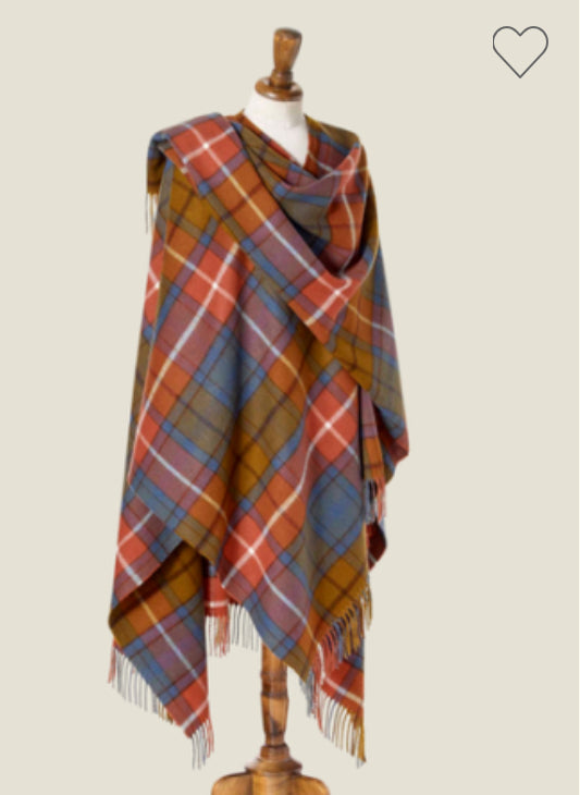 Antique Buchanan Large Tartan Merino Ruana