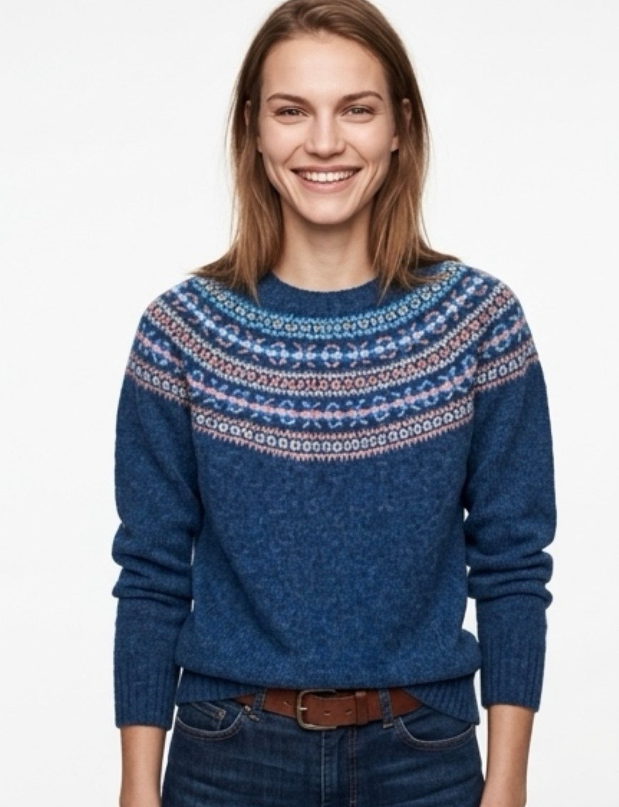 New Harley Of Scotland Fairisle In Denim