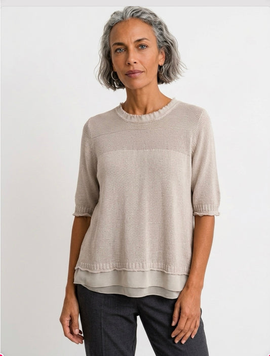 Stitchill Short Sleave Sweater In Linen & Cotton