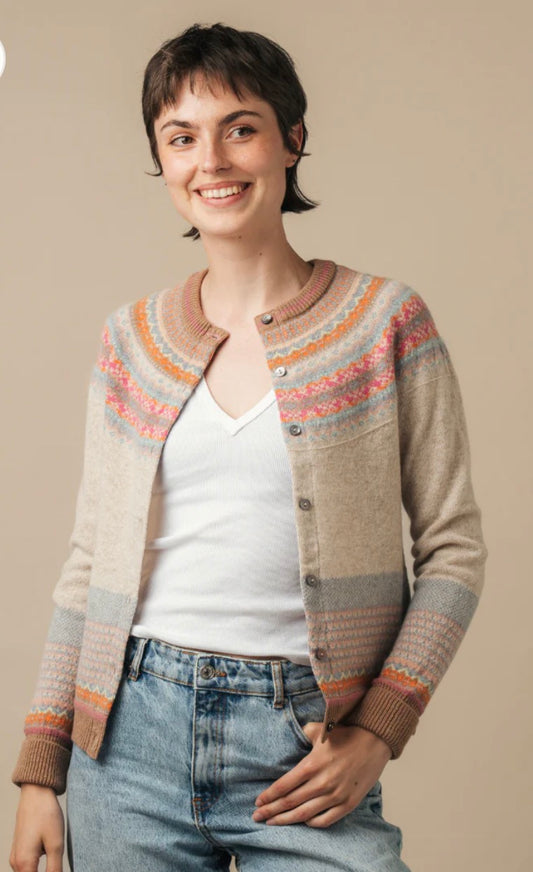 New Eribe Fairisle Alpine Cardigan In Romance