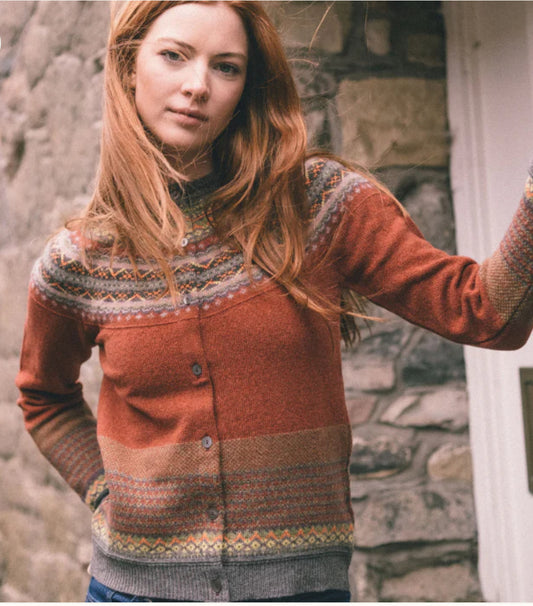 New Eribe Fairisle Alpine Cardigan In Copperleaf
