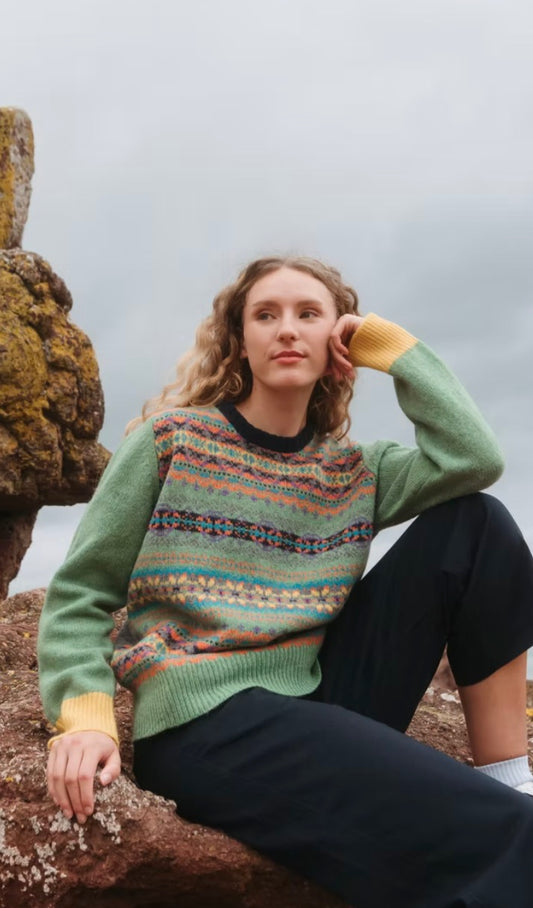 New Scottish Eribe Westray Block Sweater In MacDuff