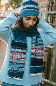 Eribe Knitwear Alpine Scarf In Blue-Morning