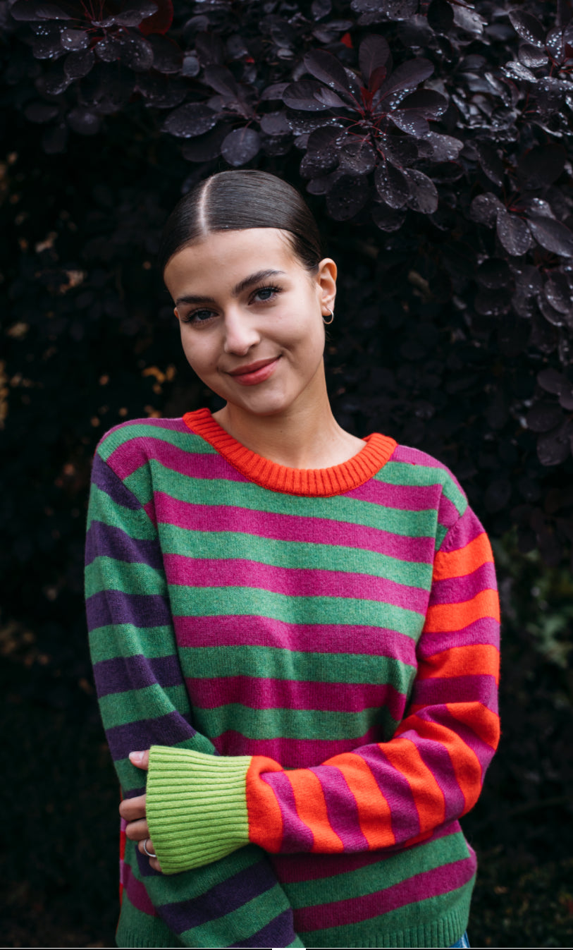 Eribe Stobo Stripe Reversible Sweater In Rosa