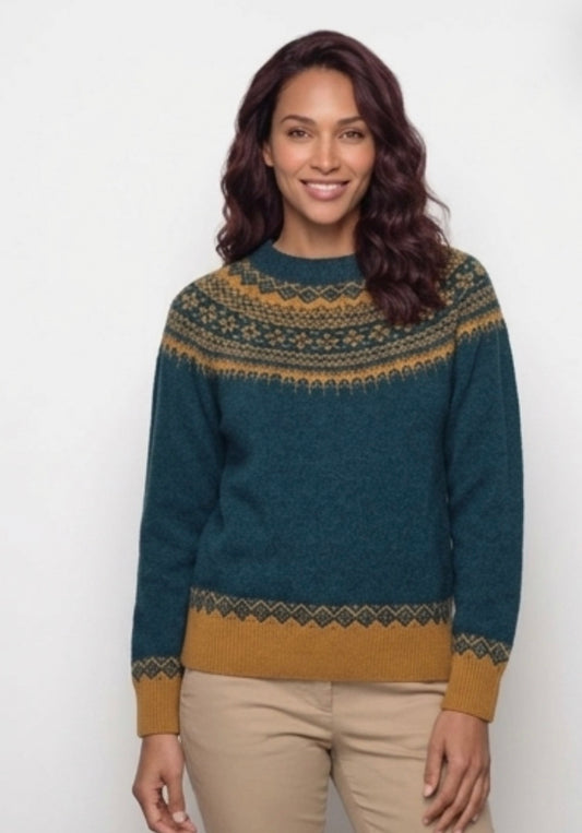 New Harley Of Scotland Supersoft Fairisle Yoke Sweater