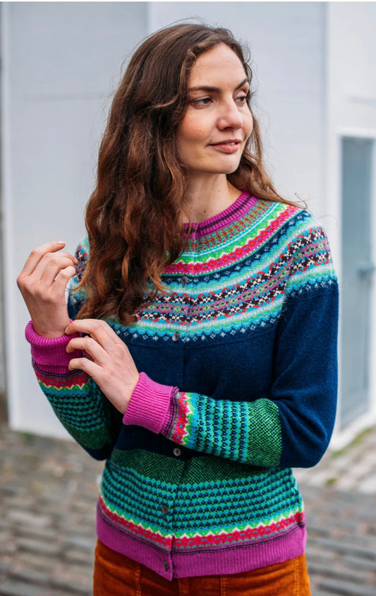 New Eribe Fairisle Alpine Cardigan In Tango