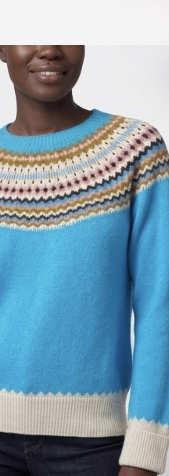New Harley Of Scotland Supersoft Fairisle Yoke Sweater In   Mural