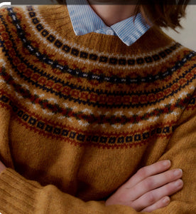 Yoke Crew Neck Sweater In Gold Dust