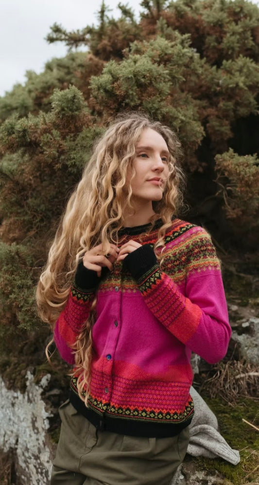 New Eribe Fairisle Alpine Cardigan In Salsa