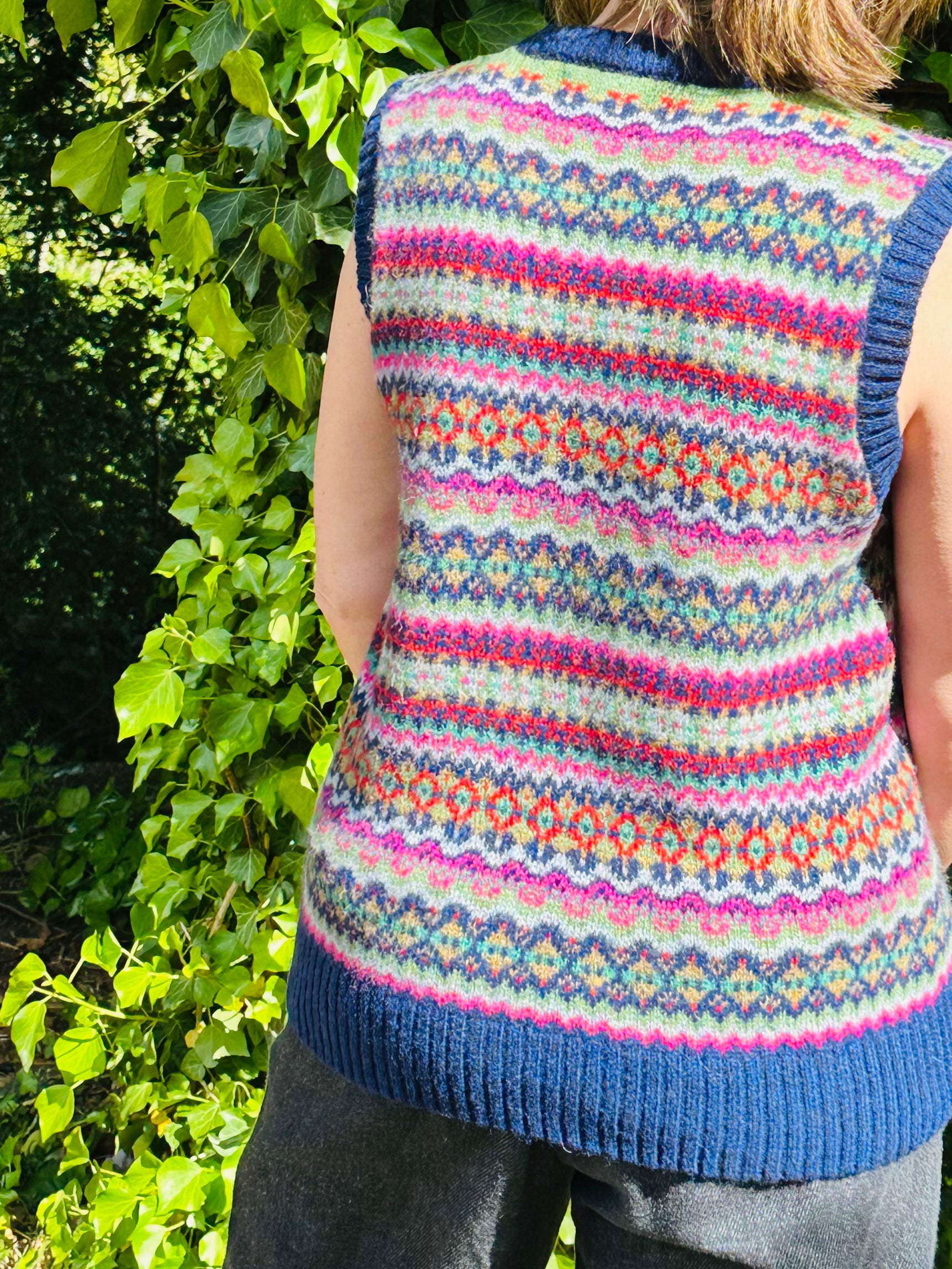 Harley Of Scotland Allover Fairisle Vest In New Colourway Nightsky