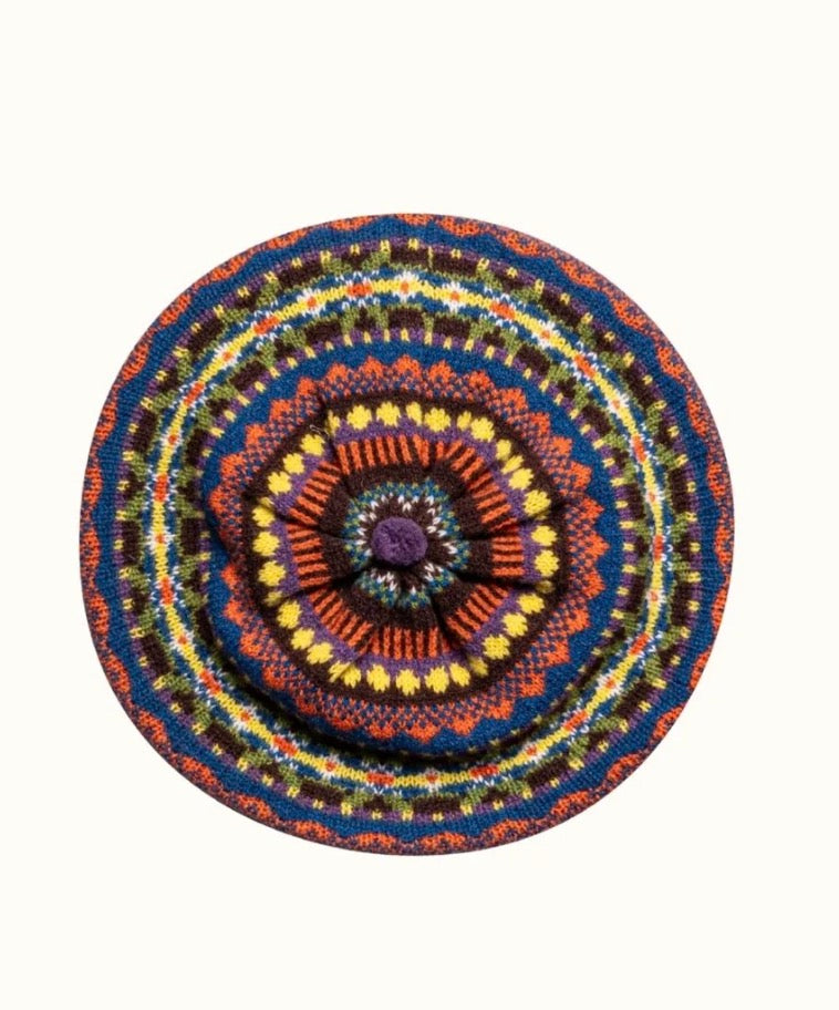 Eribe Fairisle Alloa Beret In New Ebony