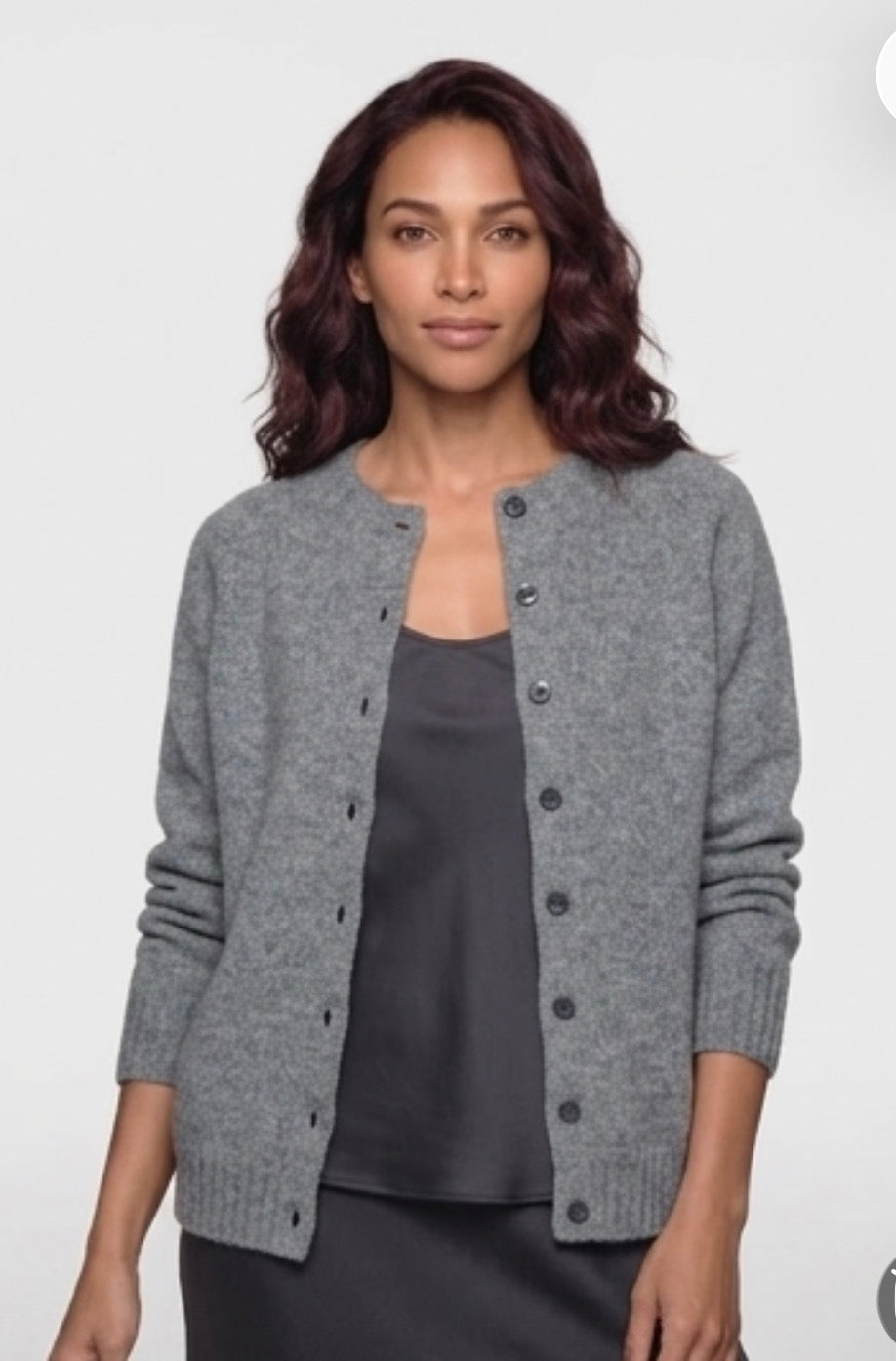 Harley Of Scotland New Shetland Cardigan In Mid Grey
